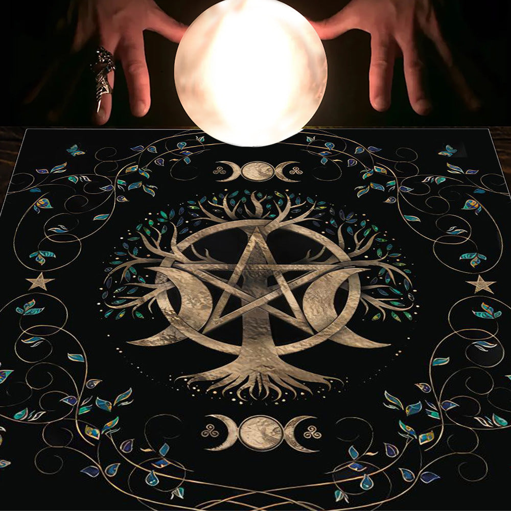 Pentagram & Crescent Moons Tablecloth